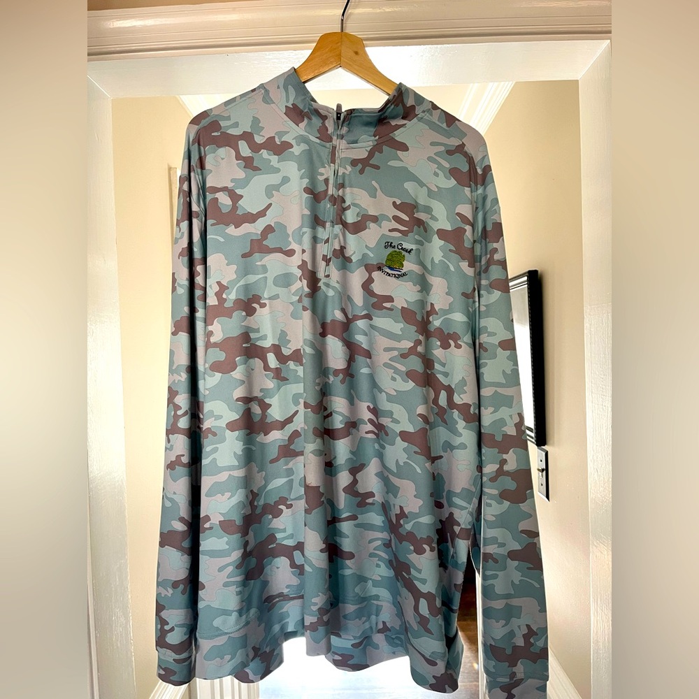 Johnny-O 1/4 zip Performance Pullover in blue gray and white camo pattern